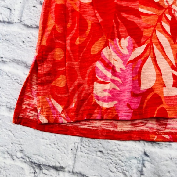 Chicos Pink Hawaiian Short Sleeve T Shirt Top Womens 2 Large Tropical Floral - Picture 5 of 10